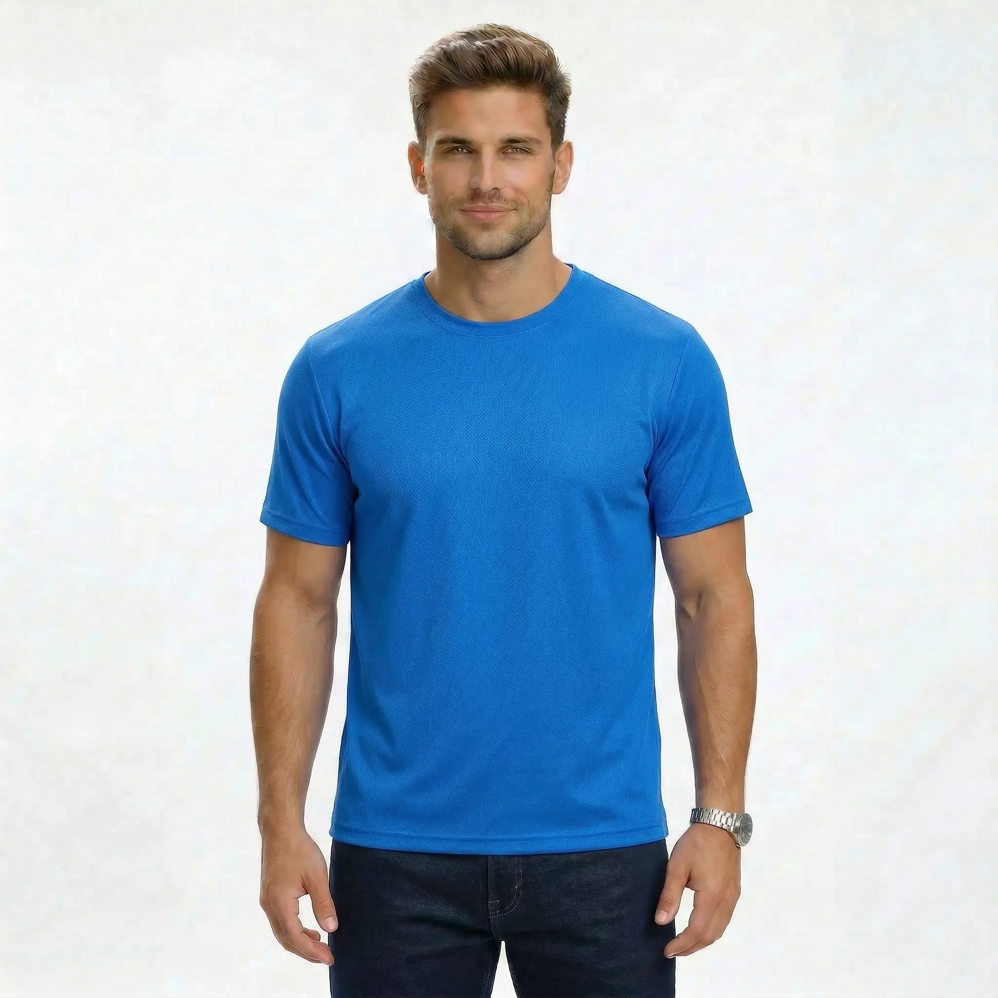 Essential Regular Fit Crew Neck T-Shirt - Classic Blue - Image 3