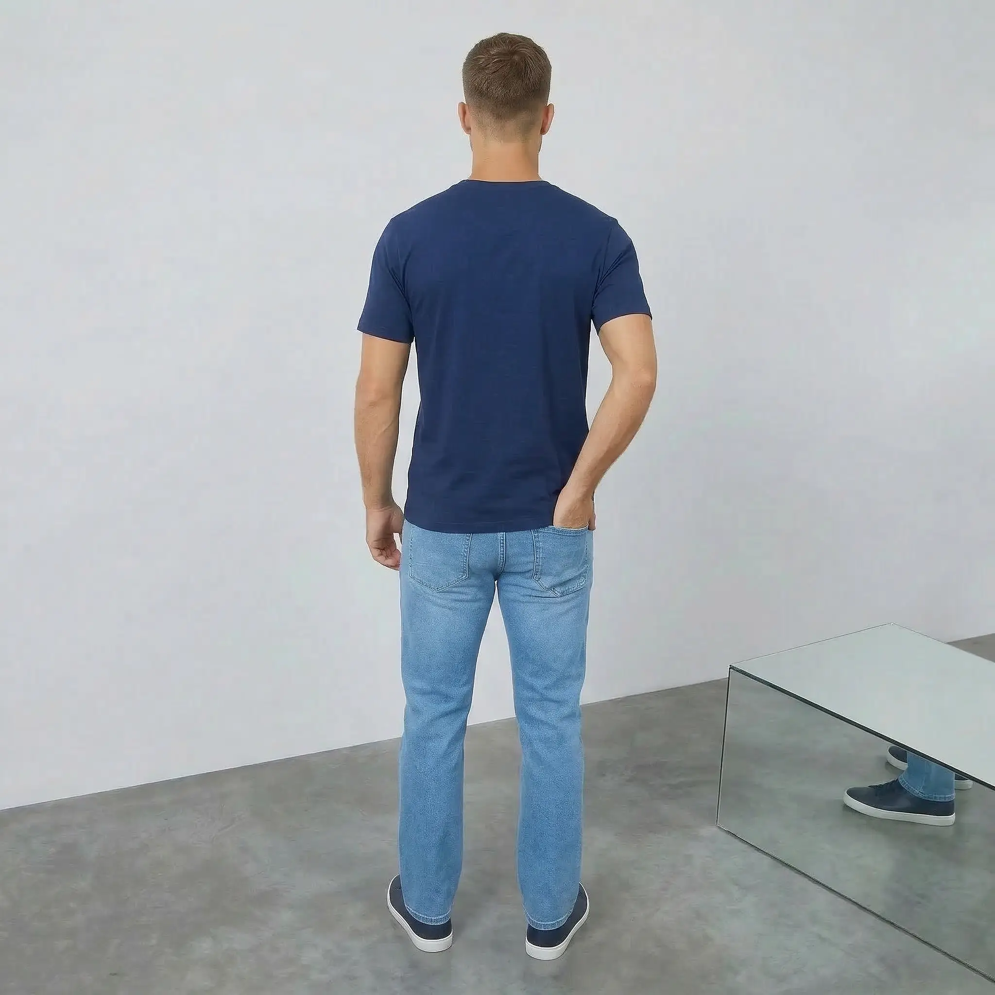 Essential Regular Fit Crew Neck T-Shirt - Navy Peony - Image 4