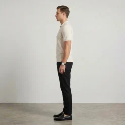 Alternative view of Textured V-Neck Polo - Pastel Parchment