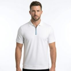 Textured Zip Polo - A Bit of Blue