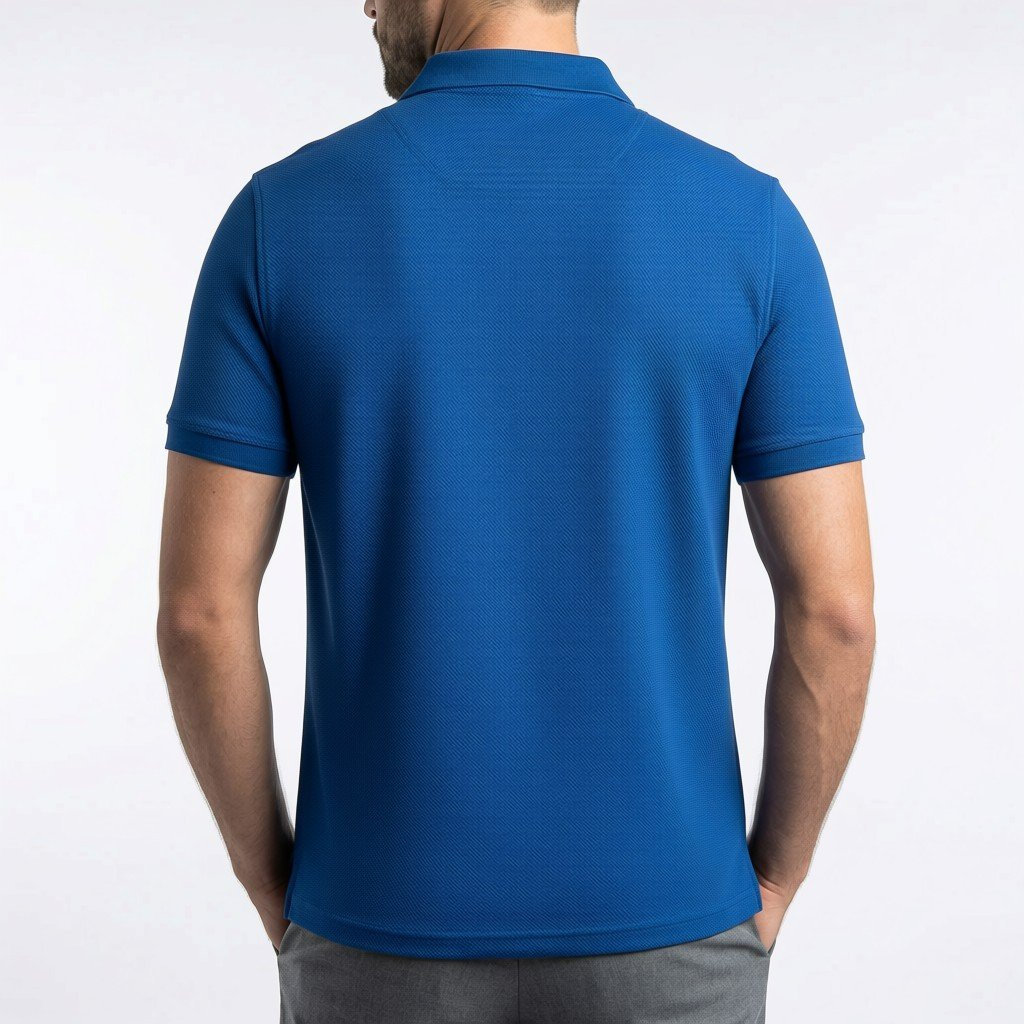 Textured Zip Polo - Navy - Image 5