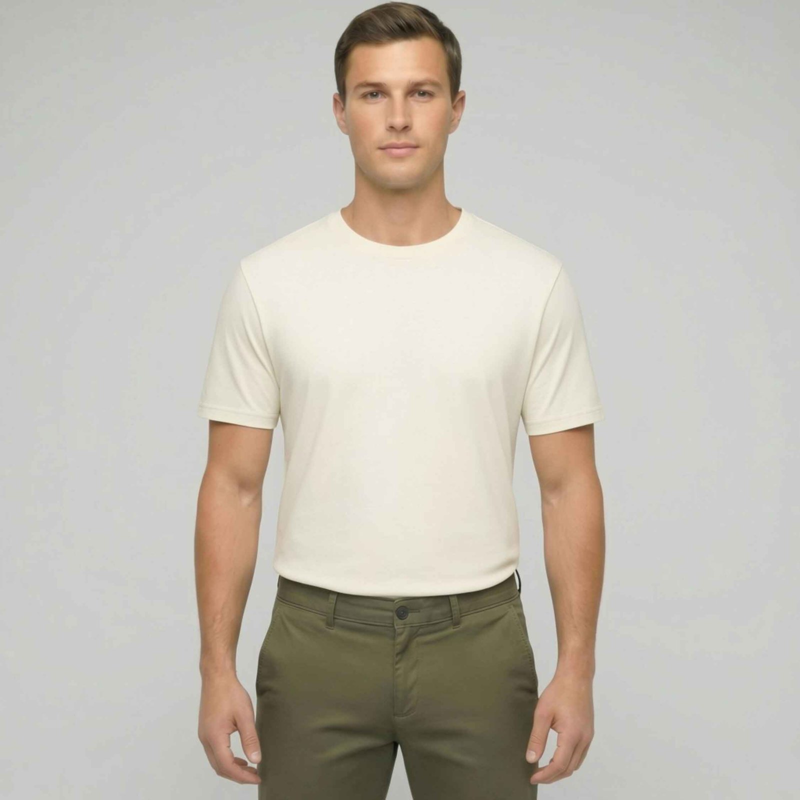 Essential Slim-Fit Crew Neck T-Shirt - Cannoli Cream - Image 4