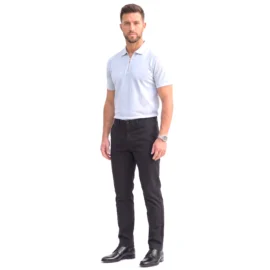 Mens black slim fit stretch chino model