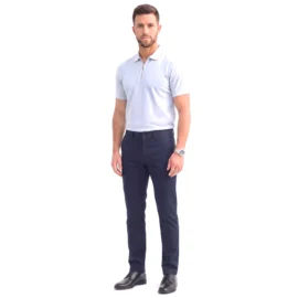 Mens navy slim fit stretch chino model