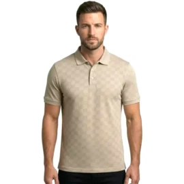 Mens polo light grey details