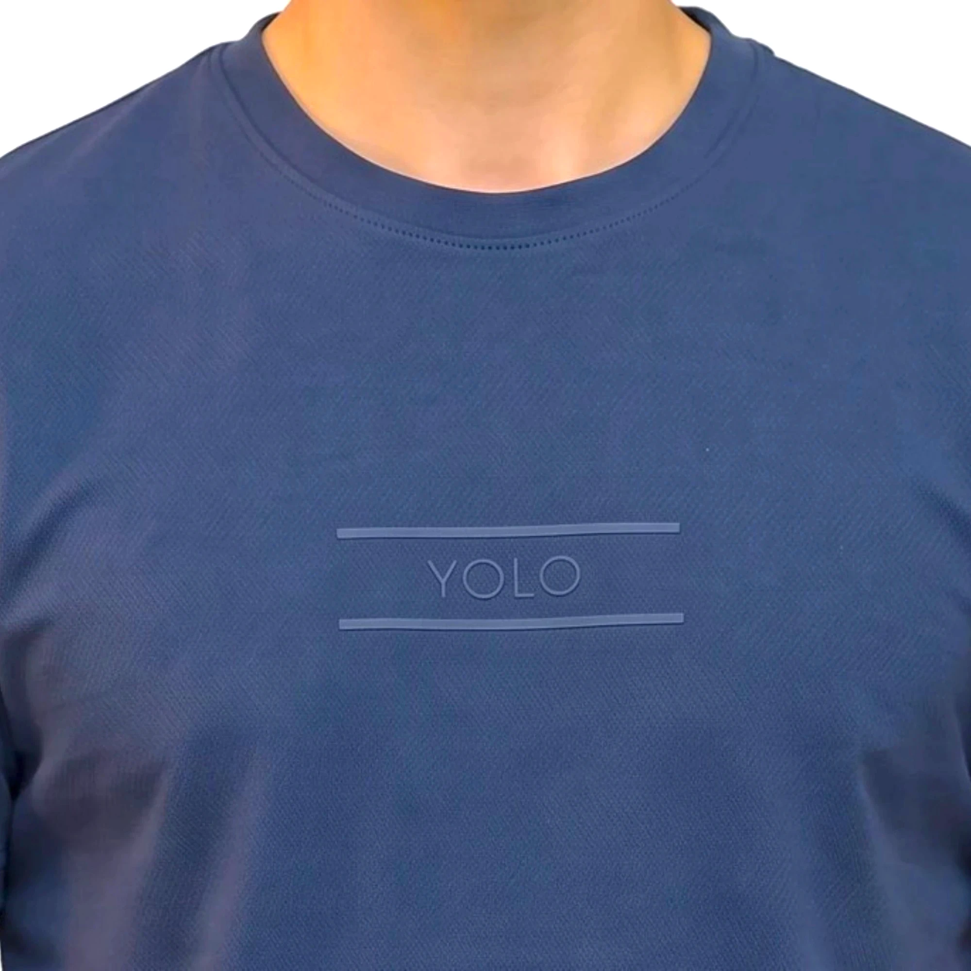 Yolo edition slim fit tshirt navy peony yolo republic neckline details